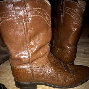 Justin Roper Brown Ostrich Boots Mens size 9